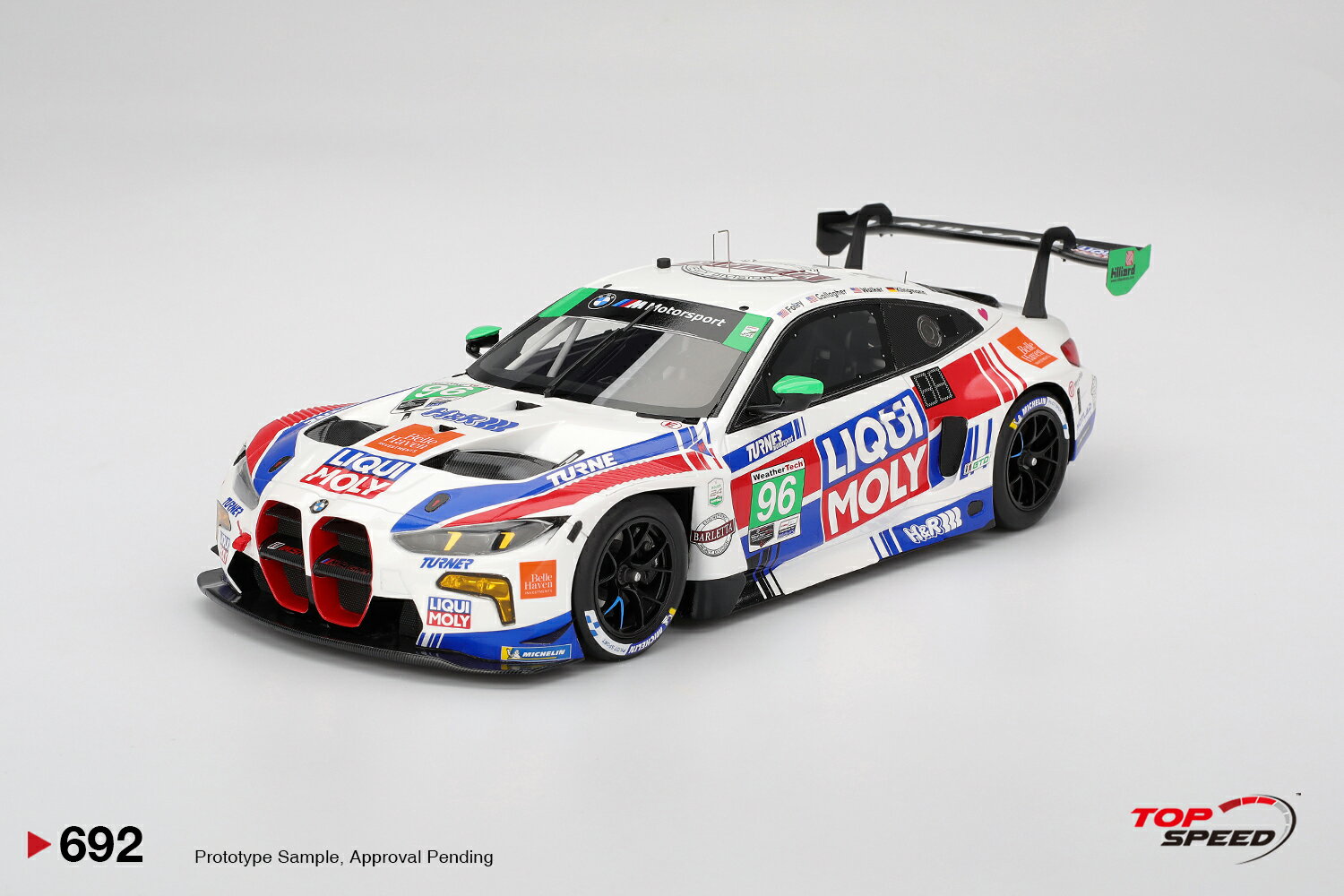 Top Speed 1/18 ߥ˥ 쥸 ץݡǥ 2025ǯǥȥ24 BMW - 4-SERIES M4 GT3 EVO TEAM TURNER MOTORSPORT No.96 IMSA 24h DAYTONA 2025 ROBBY FOLEY - PATRICK GALLAGHER - JAKE WALKER - JESS KLINGMANN