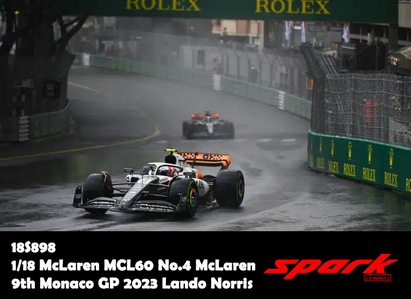 Spark スパーク 1/18 ミニカー レジン プロポーションモデル 2023年5月モナコGP 第9位 マクラーレン F1 McLaren MCL60 No.4 McLaren 9th Monaco GP 2023 Lando Norris