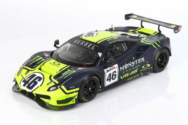 BBR 1/18 ミニカー レジン・プロポーションモデル 2020年Gulf 12時間 優勝モデル フェラーリ Ferrari 488 GT3 Valentino Rossi Team Kessel アクリルケース付き