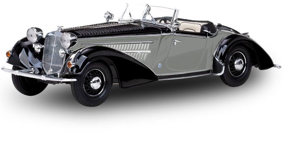 Rakuten - Sun Star サンスター 1/18 ミニカー ダイキャストモデル 1939年モデル ホルヒ 855 Roadster ブラック・シルバー