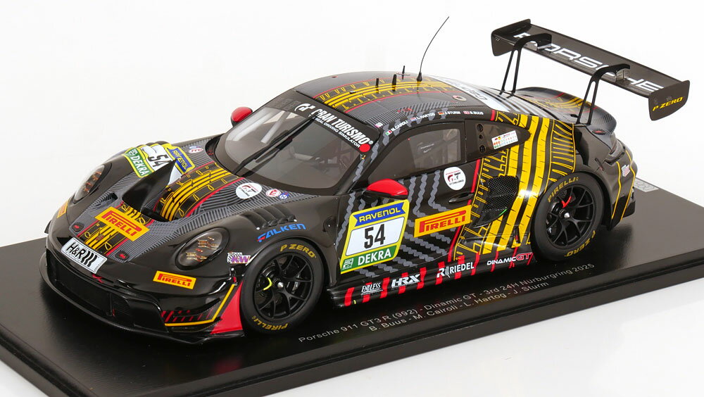 Rakuten - Spark 1/18 ミニカー レジン プロポーションモデル 2025年ニュルブルクリンク24時間 第3位 ポルシェ Porsche 911 GT3 R (992) No.54 Dinamic GT3rd 24H Nurburgring 2025 B.Bastian / M.Cairoli / L.Hartog / J.Shurm