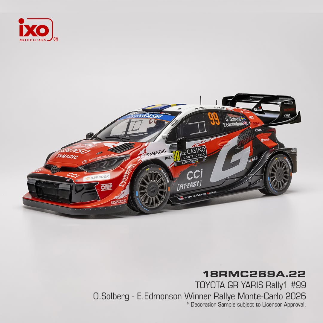 Rakuten - IXO イクソ 1/18 ミニカー ダイキャストモデル 2026年1月ラリー・モンテカルロ 優勝モデル トヨタ TOYOTA - YARIS GR RALLY1 TOYOTA GAZOO Racing World Rally Team（TGR-WRT）No.99 RALLY MONTECARLO 2026 O.Solberg / E.Edmondson