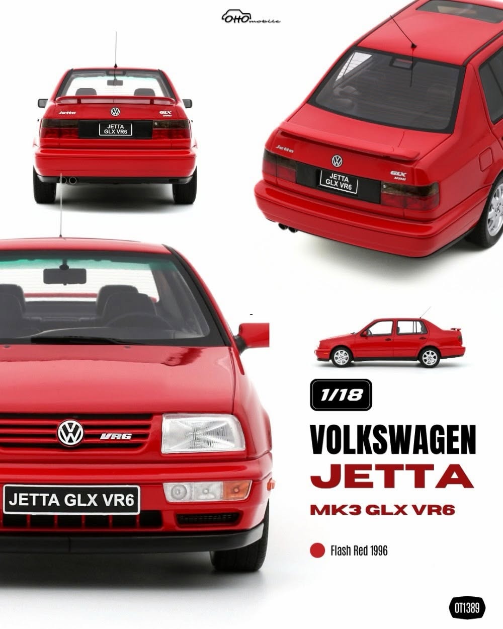 Rakuten - OttO Mobile otm1389 オットモビル 1/18 ミニカー レジン・プロポーションモデル 1996年モデル フォルクスワーゲン VOLKSWAGEN - JETTA MKIII GLX VR6 1996 レッド