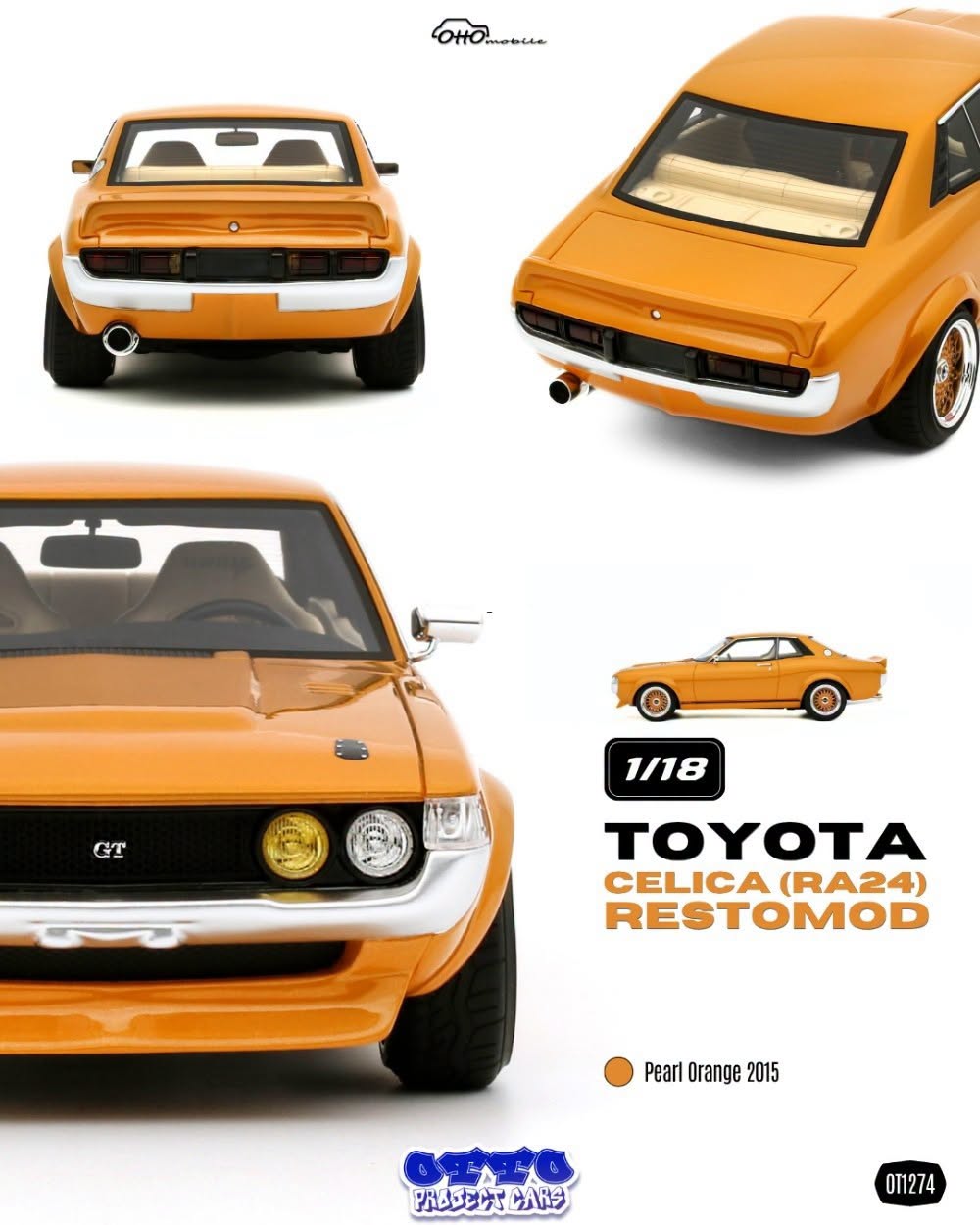 Otto Mobile otm1274 オットモビル 1/18 ミニカー レジン プロポーションモデル 2015年モデル トヨタ TOYOTA - CELICA (RA24) RESTOMODE 2015 オレンジ