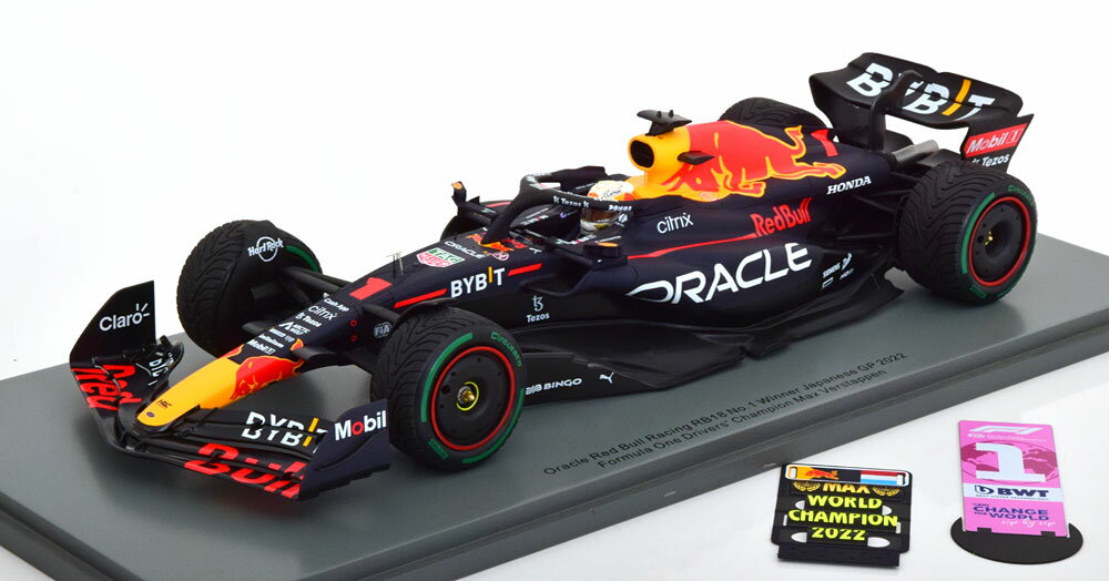 Spark 1/18 ミニカー レジン プロポーションモデル 2022年日本GP 優勝モデル レッドブル レーシング Oracle Red Bull Racing RB18 1 Oracle Red Bull Racing Winner Japanese GP World Champion Max Verstappen No.1 ワールドチャンピオンボード付属