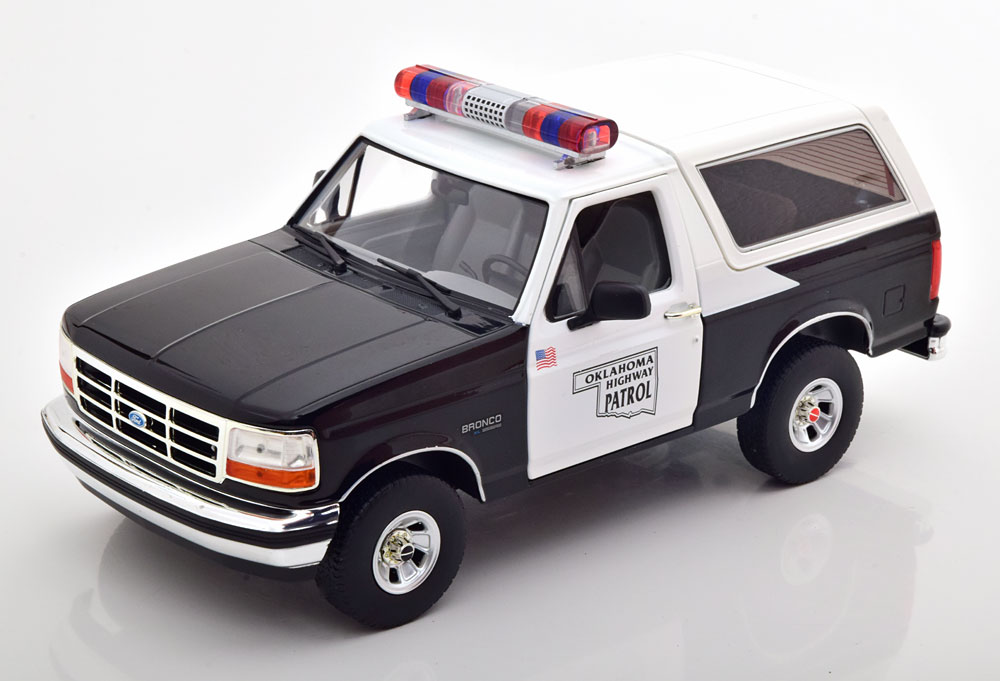 Greenlight グリーンライト 1/18 ミニカー ダイキャストモデル 1996年モデル フォード Ford Bronco Police Car Black and White 