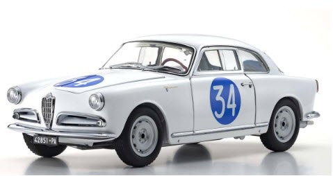 Kyosho Original 京商 1/18 ミニカー ダイキャストモデル 1960年タルガフォーリオ アルファロメオ ALFA ROMEO GIULIETTA SV SPRINT VELOCE No.34 TARGA FLORIO 1960 "EMANUELE" - "ALDEBARAN" (CHECCO D'ANGELO)