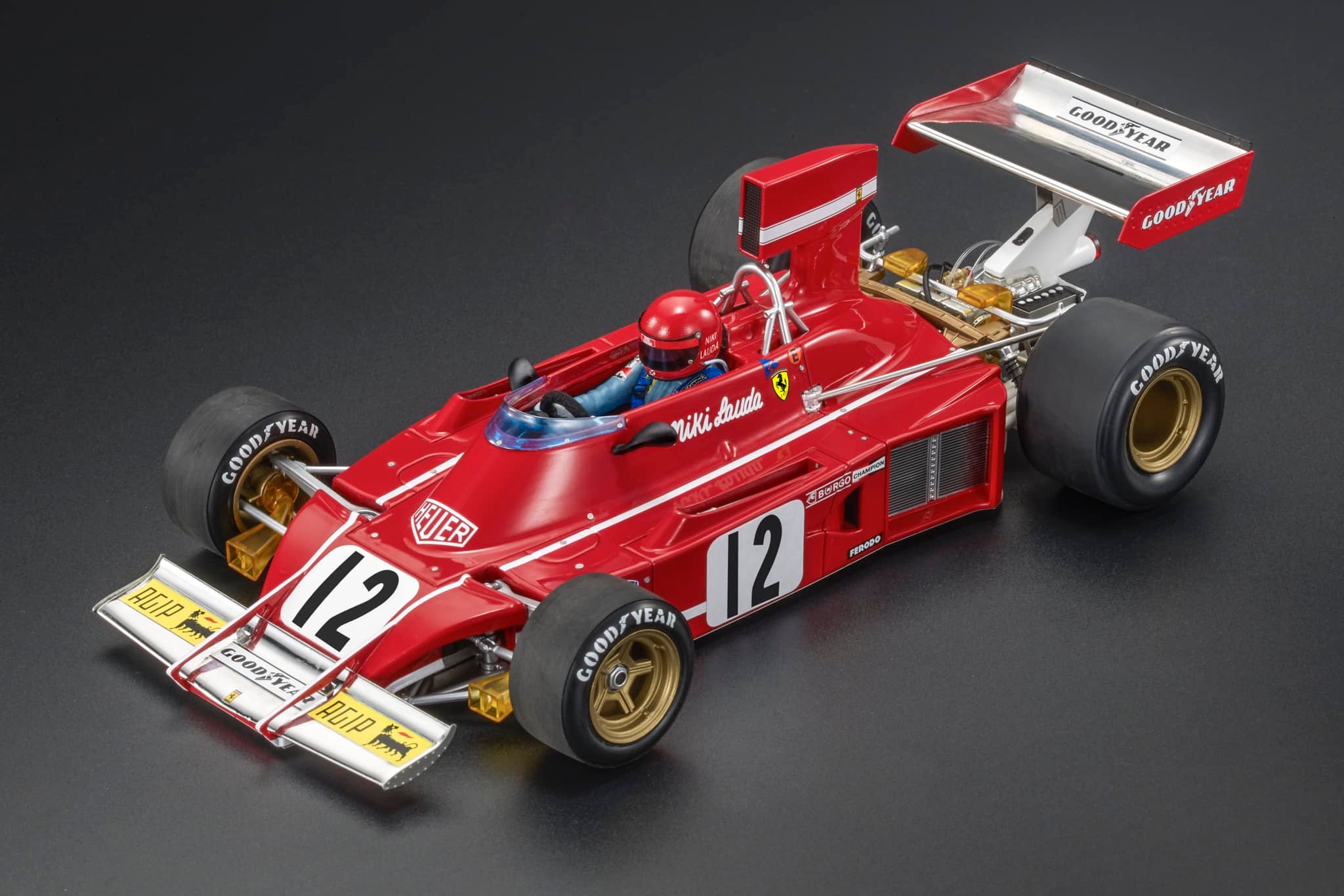 GP Replicas 1/18 ミニカー レジン プロポーションモデル 1974年アルゼンチンGP 第2位 フェラーリ FERRARI - F1 312 B3 No.12 2nd ARGENTINA GP 1974 NIKY LAUDA ニキ・ラウダ ドライバーフィギュア付き