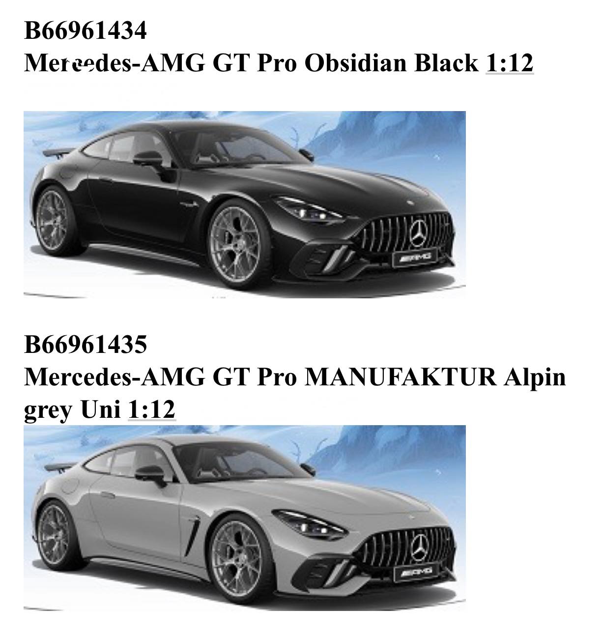 Mercedes Benz ディーラーアクセサリーモデル Spark 1/12 ミニカー レジン プロポーションモデル 2025年モデル メルセデスベンツ MERCEDES BENZ - GT AMG PRO 2025