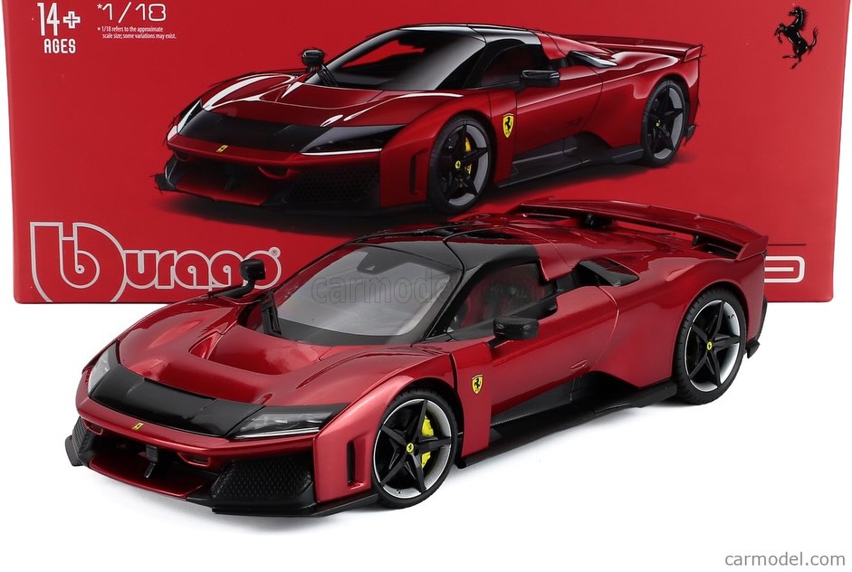 日本未発売モデル Burago 1/18 ミニカー ダイキャストモデル 2024年モデル フェラー リ FERRARI F80 2024 SILVER BLACK WHEELS - ROSSO SUPERCAR レッドメタリック