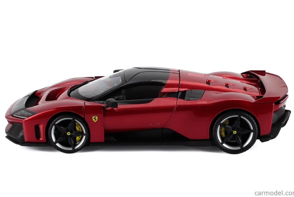 日本未発売モデル Burago 1/18 ミニカー ダイキャストモデル 2024年モデル フェラー リ FERRARI F80 2024 SILVER BLACK WHEELS - ROSSO SUPERCAR レッドメタリック 3