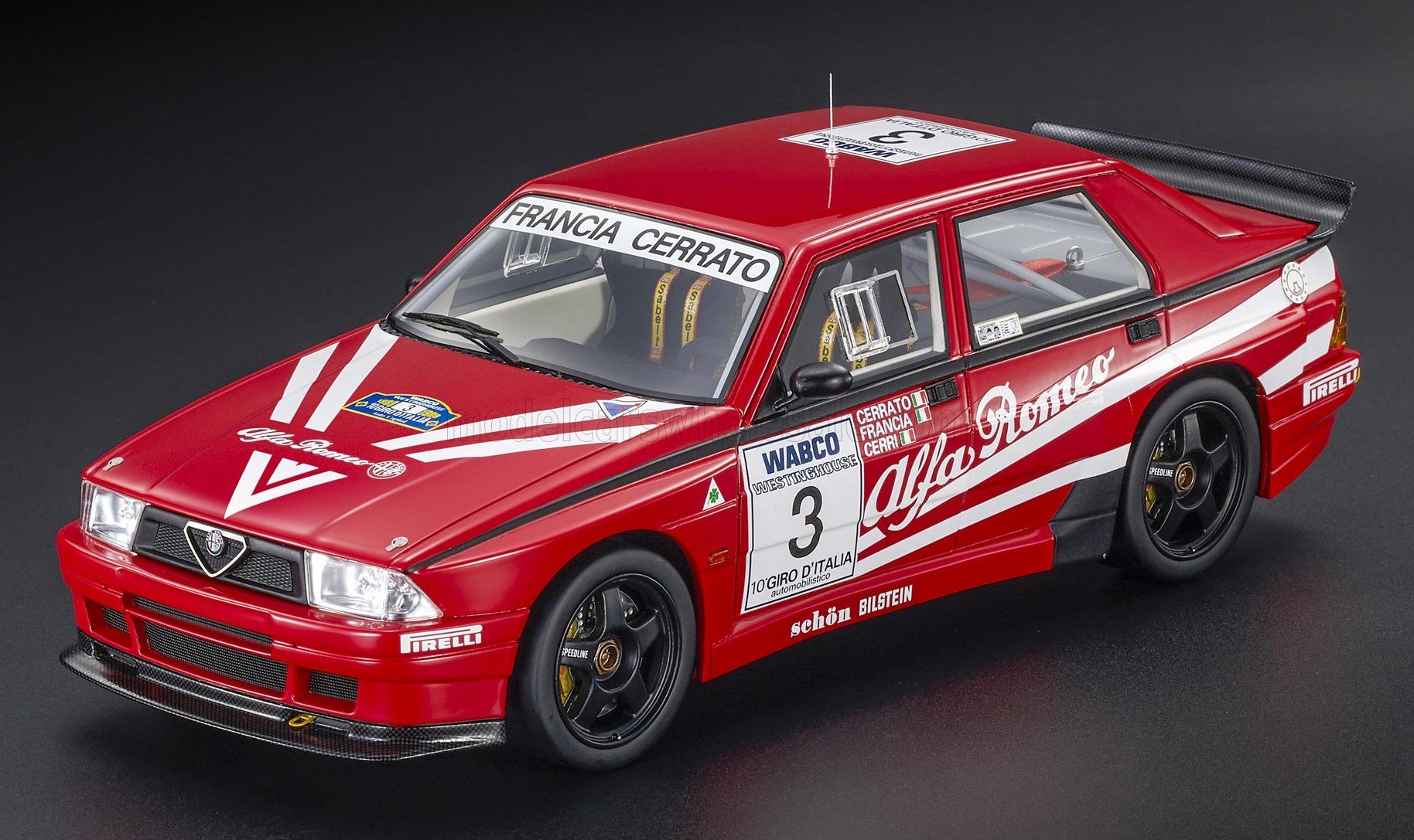 Top Marques トップマルケス 1/18 ミニカー レジン プロポーションモデル 1989年 ジロ・デ・イタリア 優勝モデル アルファロメオ ALFA ROMEO - 75 TURBO EVOLUZIONE IMSA No.3 WINNER GIRO D'ITALIA 1989 DARIO CERRATO - GIORGIO FRANCIA - GIUSEPPE CERRI
