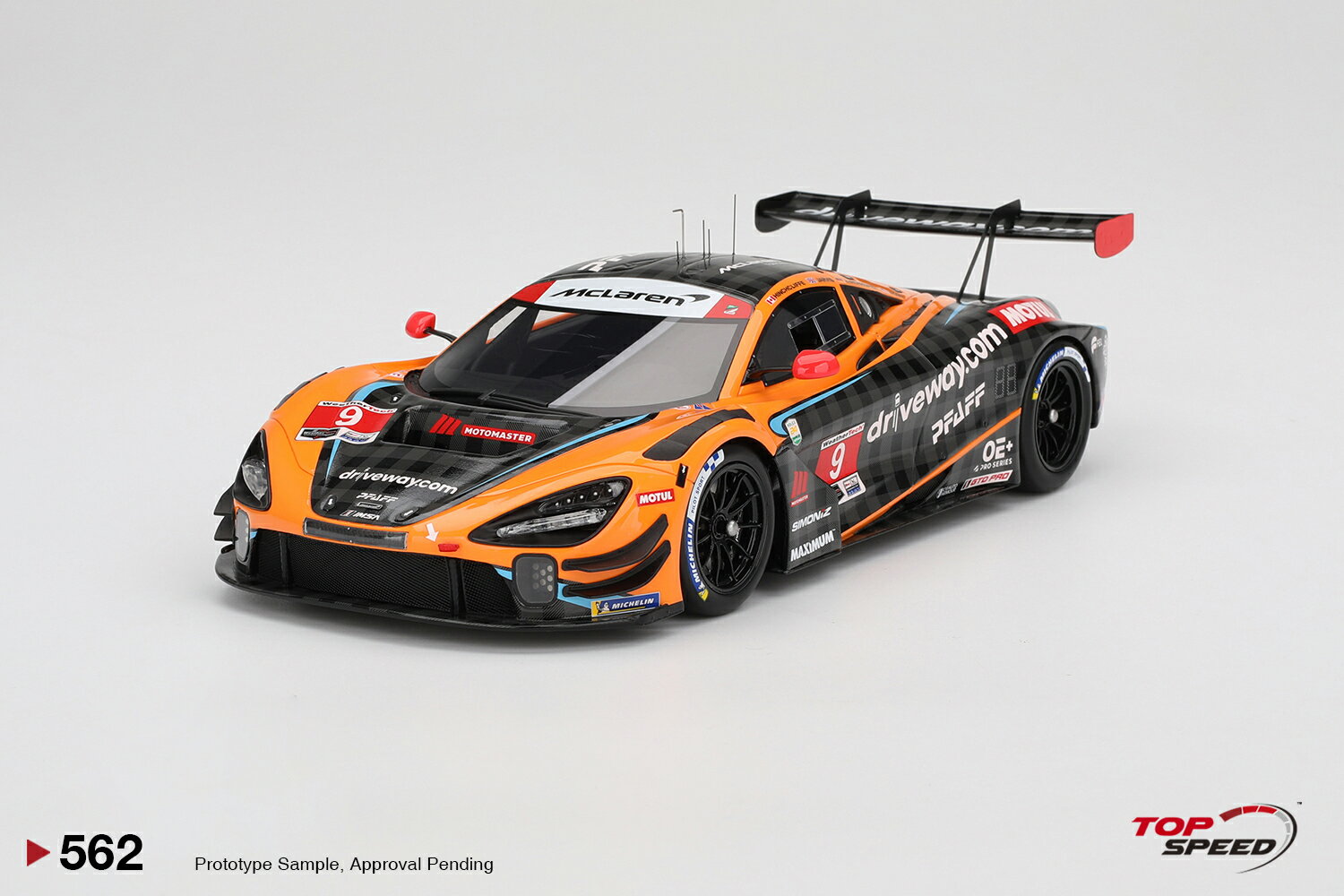 Top Speed 1/18 ミニカー レジン プロポーションモデル 2024年IMSA デイトナ24時間 マクラーレン McLAREN - 720S GT3 EVO 4.0L TURBO V8 TEAM PFAFF MOTORSPORT No.9 IMSA 24h DAYTONA 2024 JAMES HINCHCLIFFE - OLIVER JARVIS - MARVIN KIRCHHOFER - ALEXANDER ROSSI