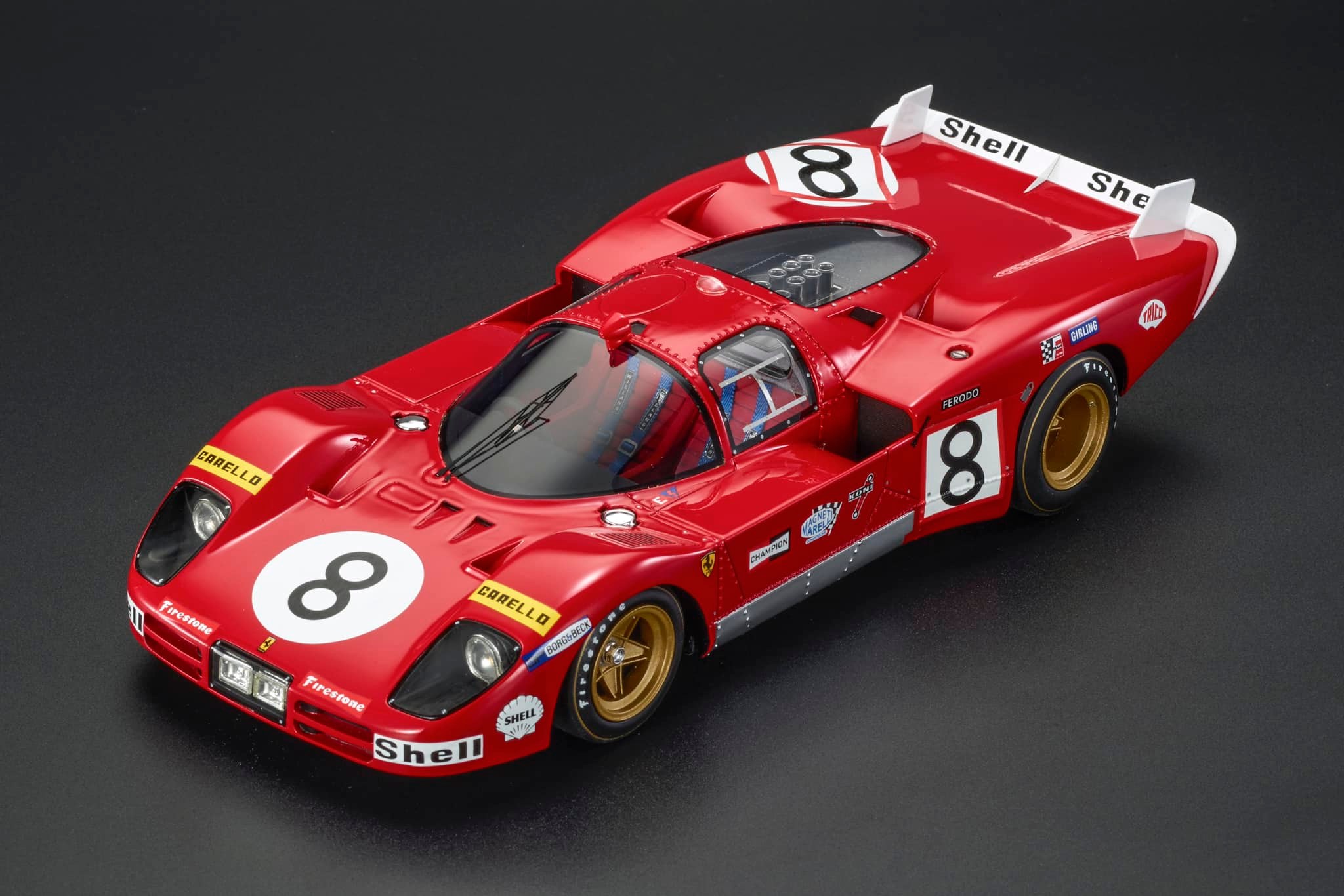 Topmarques トップマルケス 1/18 ミニカー レジン プロポーションモデル 1970年ルマン24時間 フェラーリ FERRARI - 512S TEAM SEFAC SPA FERRARI No.8 24h LE MANS 1970 ARTURO MERZIARIO - CLAY REGAZZONI