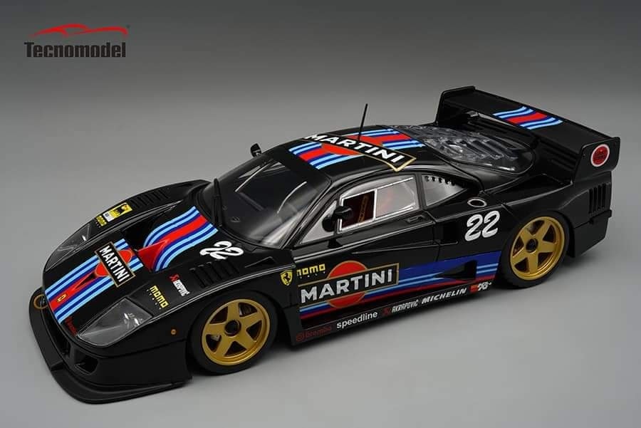 Tecnomodel テクノモデル 1/18 ミニカー レジン プロポーションモデル 1996年モデル フェラーリ FERRARI F40 LM MARTINI RACING No.22 RACING 1996 - GOLD WHEELS ブラック