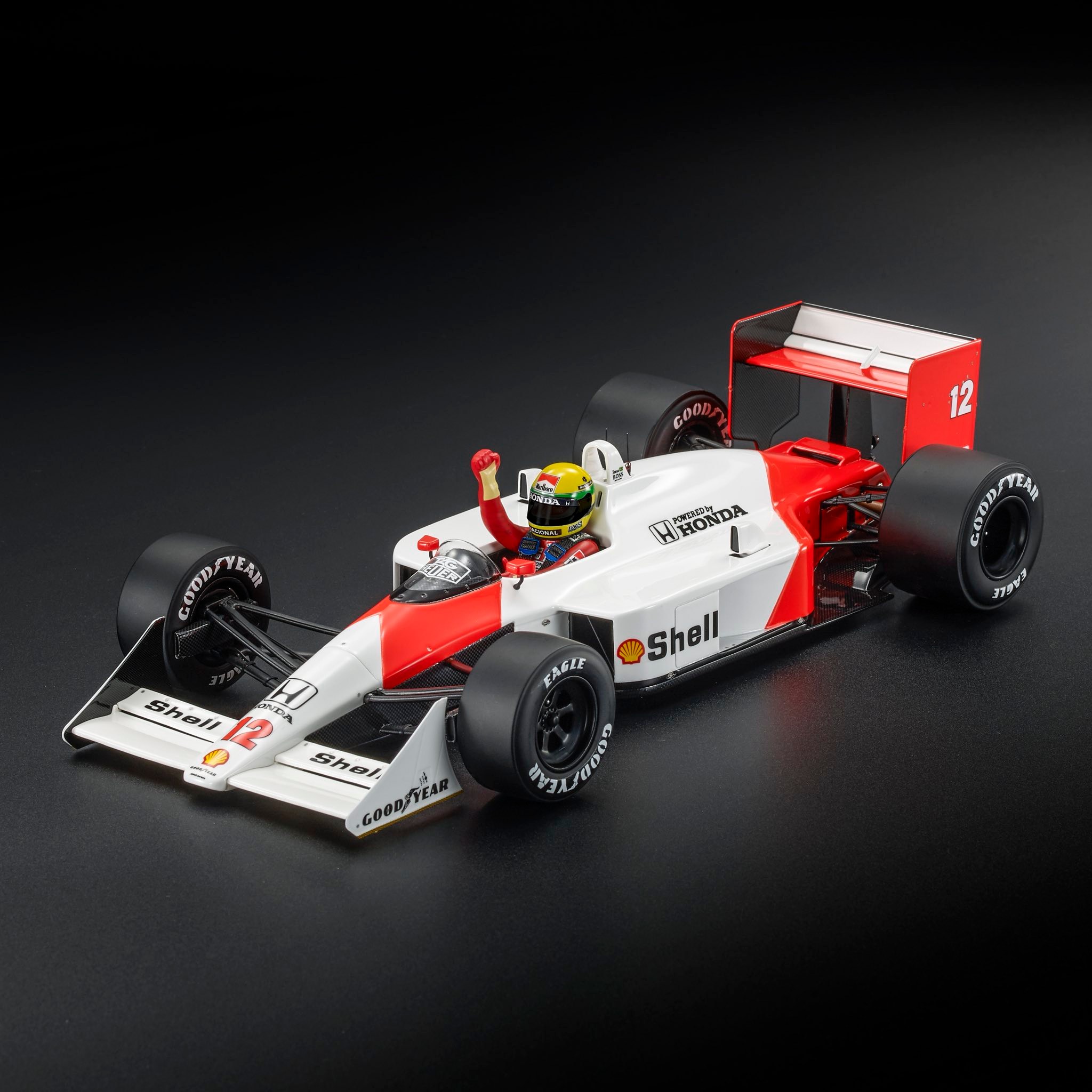 GP Replicas 1/18 ミニカー レジン プロポーションモデル 1988年カナダGP 優勝モデル マクラーレン McLAREN - F1 MP4/4 HONDA No.12 WORLD CHAMPION WINNER CANADA GP (with pilot figure / one arm raised) 1988 AYRTON SENNA アイルトン セナ ドライバーフィギュア付き