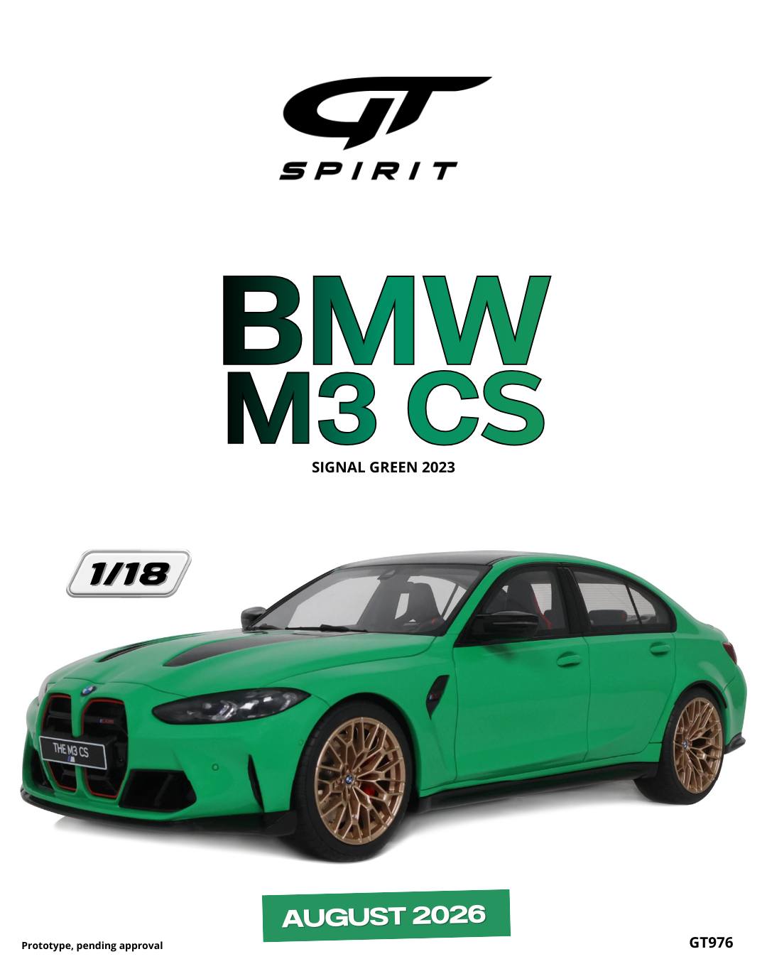 GT Spirit gts976 1/18 ミニカー レジン プロポーションモデル 2024年モデル BMW - 3-SERIES M3 CS 2023 グリーン