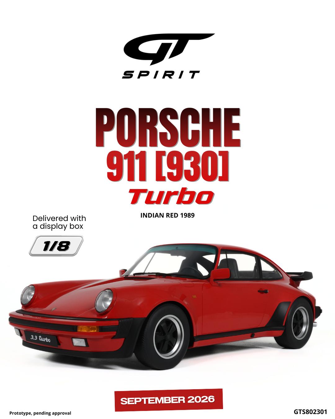 GT Spirit gts802301 1/8 ミニカー レジン プロポーションモデル 1989年モデル ポルシェ PORSCHE - 911 930 3.3L TURBO COUPE 1989