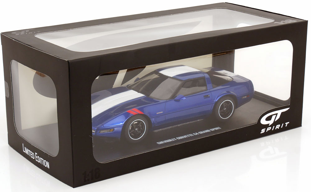 ディー・ティー・ダブリューのGT Spirit gts538 1/18 ミニカー レジン プロポーションモデル 1996年モデル シボレー Chevrolet Corvette C4 Gran Sport 1996 ブルー｜アングル3