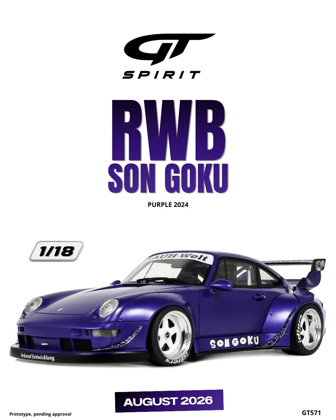 GT Spirit gts569 1/18 ミニカー レジン プロポーションモデル 2024年モデル ポルシェ PORSCHE - 911 993 Rauh-Welt Begriff RWB RAUH WELT SONGOKU COUPE 2024