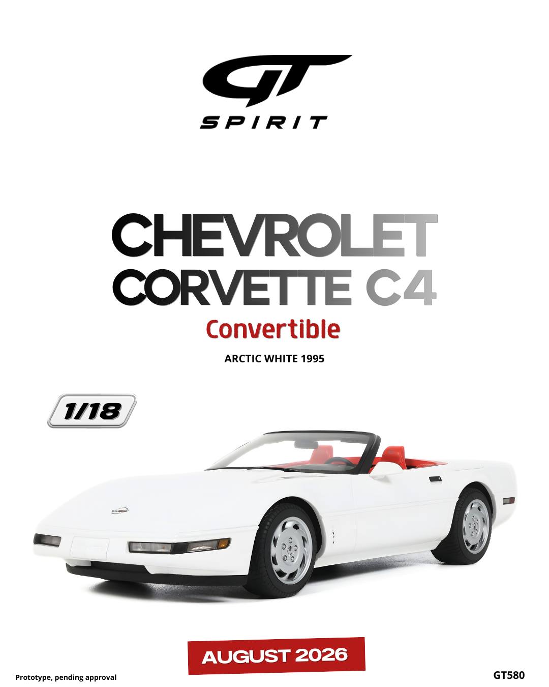 GT Spirit gts580 1/18 ミニカー レジン プロポーションモデル 1995年モデル シボレー CHEVROLET - CORVETTE C4 CABRIOLET 1995 ホワイト