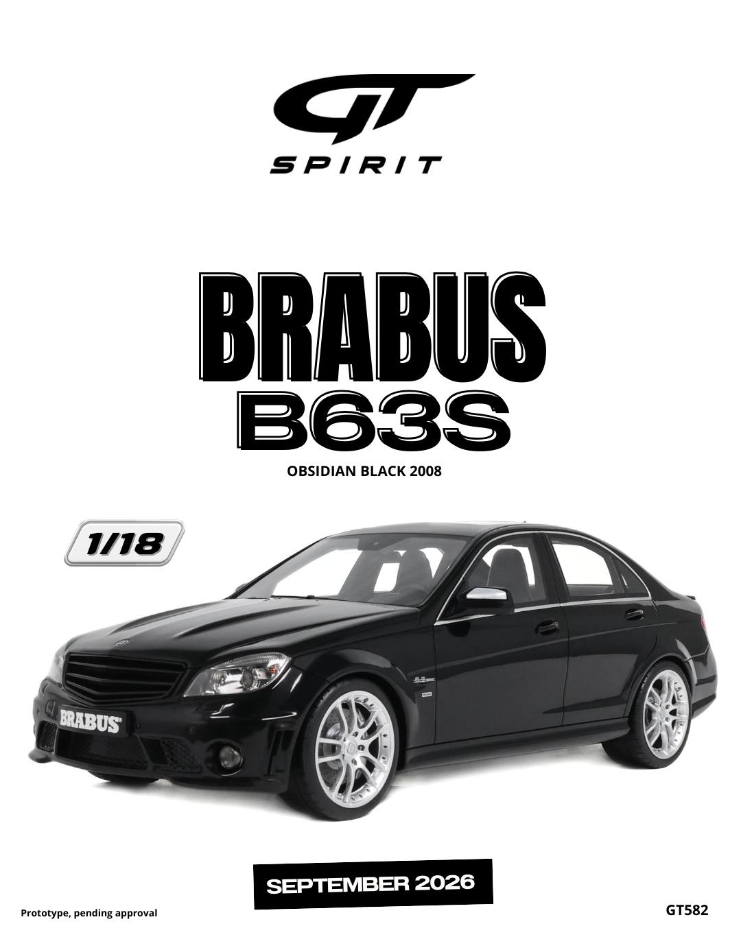 GT Spirit gts582 1/18 ミニカー レジン プロポーションモデル 2024年モデル ブラバス MERCEDES BENZ - C-CLASS C63 AMG BRABUS 2008 ブラック