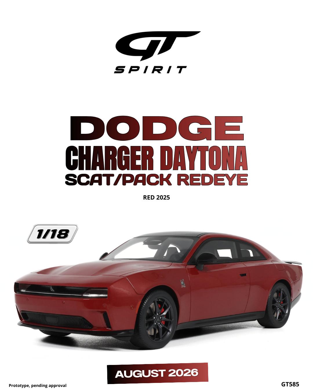 Rakuten - GT Spirit gts585 1/18 ミニカー レジン プロポーションモデル 2025年モデル ダッジ DODGE - CHARGER DAYTONA SCAT PACK 2025 レッド