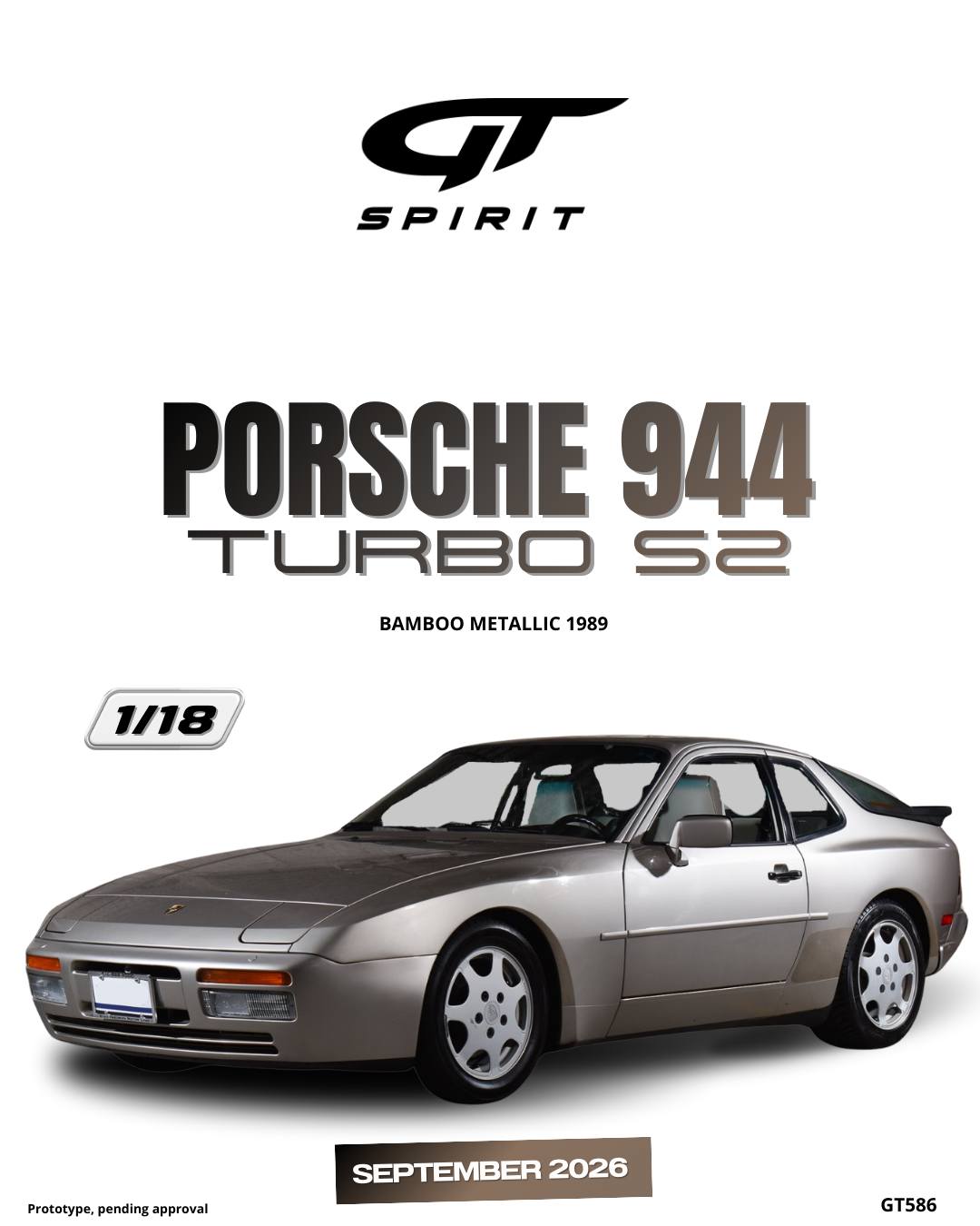 Other - GT Spirit gts586 1/18 ミニカー レジン プロポーションモデル 1989年モデル ポルシェ PORSCHE - 944 TURBO S2 COUPE 1989 シルバー