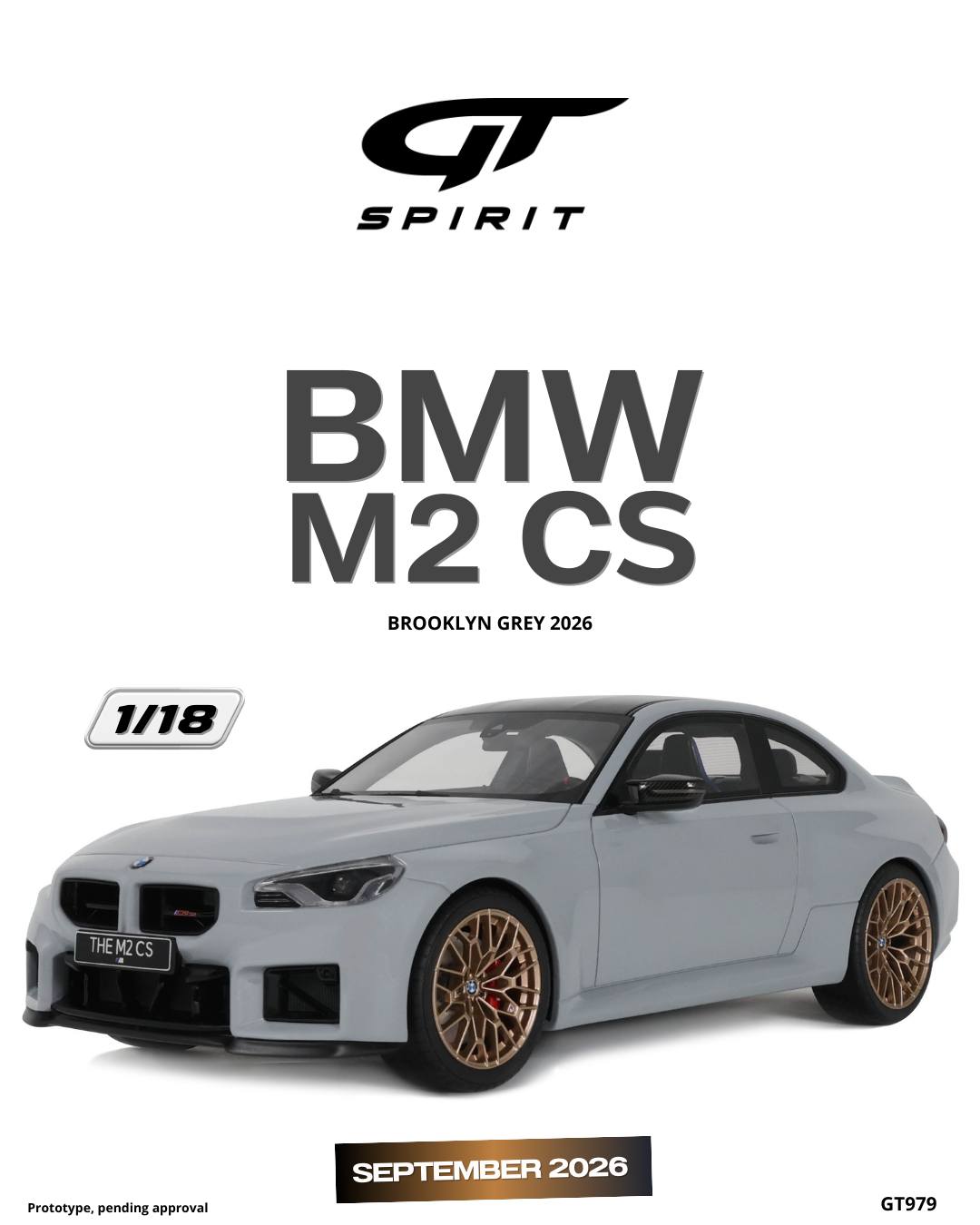 GT Spirit gts979 1/18 ミニカー レジン プロポーションモデル 2025年モデル BMW - 2-SERIES M2 CS COUPE 2025 グレー