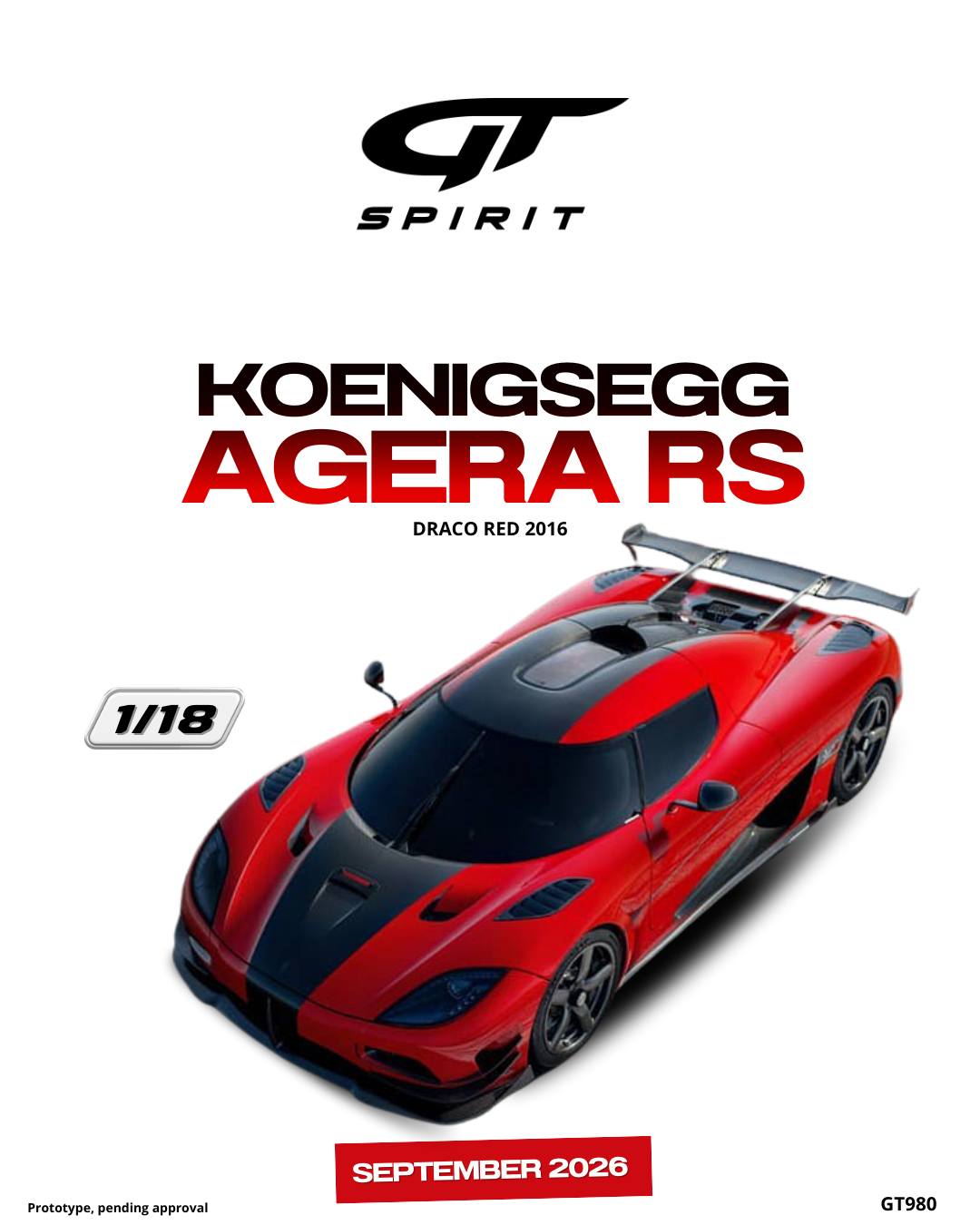 Rakuten - GT Spirit gts980 1/18 ミニカー レジン プロポーションモデル 2016年モデル ケーニグセグ KOENIGSEGG - AGERA RS 2016 レッド