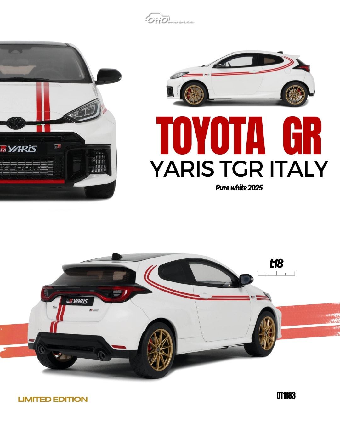 Otto Mobile otm1183 オットモビル 1/18 ミニカー レジン プロポーションモデル 2024年モデル トヨタ 2024 Toyota GR Yaris TGR Italy Limited Edition pure white