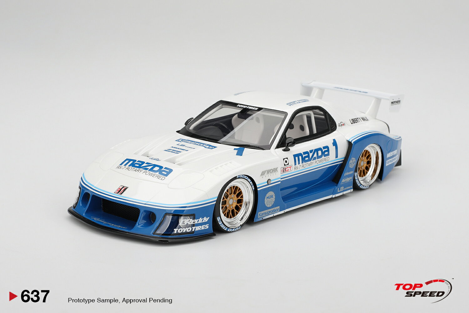 RX-7 - Top Speed 1/18 ミニカー レジン プロポーションモデル 2024年 IMSA マツダ MAZDA - RX-7 (FD3S) No.1 LB SUPER SILHOUETTE IMSA 2024