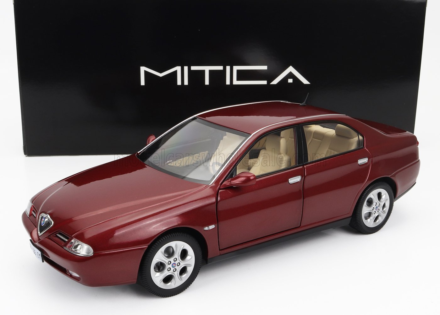 Mitica 1/18 ミニカー ダイキャストモデル 1998年モデル アルファロメオ ALFA ROMEO 166 3.0 V6 1998 – BEIGE INTERIOR - ROSSO PROTEO MET RED レッドメタリック・ベージュインテリア