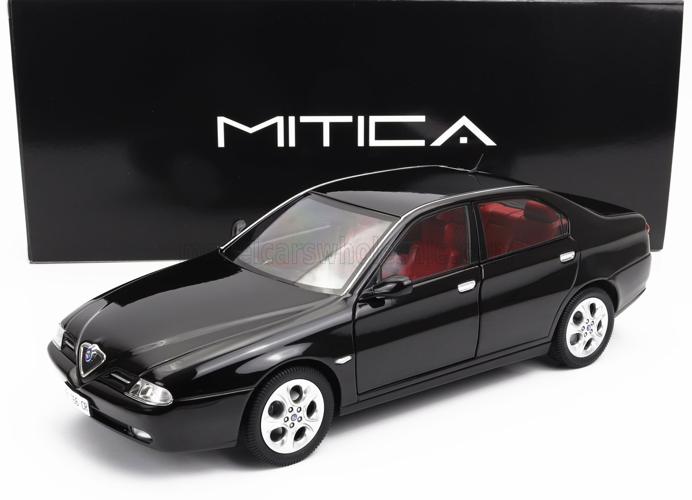 Mitica 1/18 ミニカー ダイキャストモデル 1998年モデル アルファロメオ ALFA ROMEO - 166 3.0 V6 1998 – RED INTERIOR - BLACK ブラック・レッドインテリア