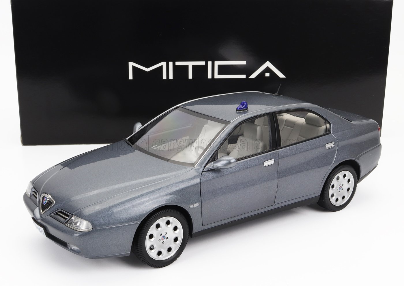 Mitica 1/18 ミニカー ダイキャストモデル 1998年モデル アルファロメオ ALFA ROMEO - 166 2.4 TD (WITH DECALS COMANDO ESERCITO ITALIANO E CIVILE イタリア軍デカール) 1998 (FLASHING LIGHT WITH DOUBLE-SIDED TAPE 覆面パトライト) NETTUNO GREY MET グレーメタリック