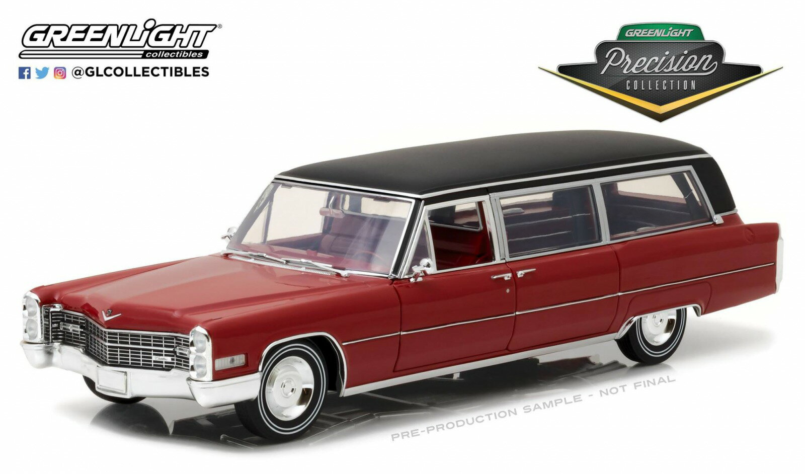 Precision Collection 1/18 ミニカー ダイキャストモデル 1966年モデル キャディラック S&S リムジン レッド・ブラックルーフ1966 Cadillac S&S Limousine 1/18 red w/black roof by Precision Collection USA