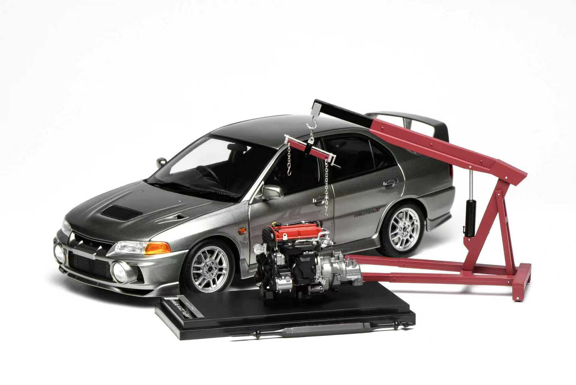 MotorHelix モーターヘリックス 1/18 ミニカー ダイキャストモデル 1997年モデル 三菱 Mitsubishi Lancer Evolution IV Street Silver Metallic シルバーメタリック 1/18scale ディスプレイエンジン・エンジンクレーン付属