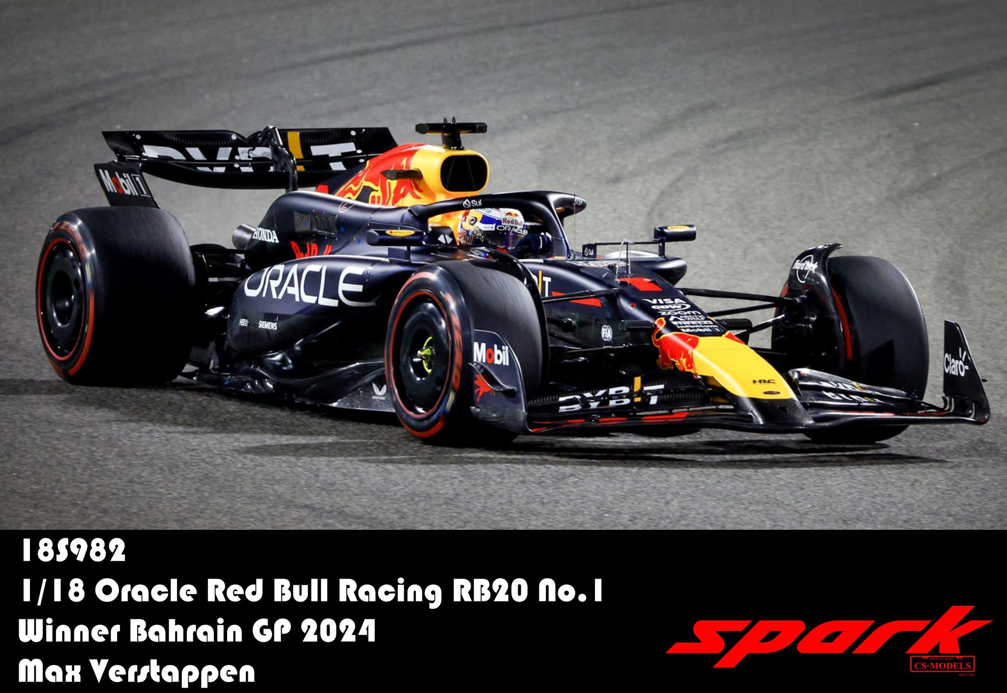 Spark スパーク 1/18 ミニカー レジン プロポーションモデル 2024年3月 バーレンGP 優勝モデル レッドブルレーシング Oracle Red Bull Racing RB20 No.1 Winner Bahrain GP 2024 マックス・フェルスタッペン