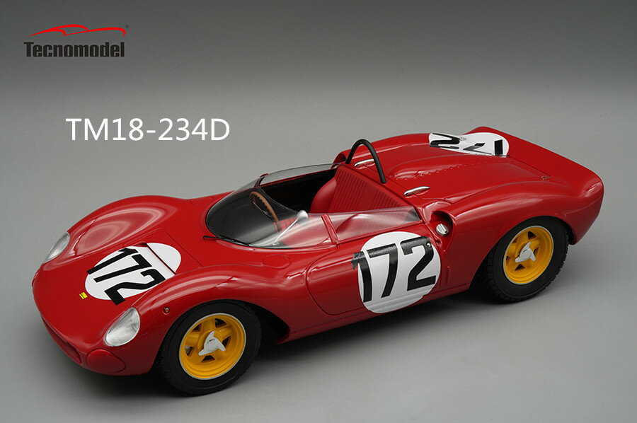 Tecnomodel テクノモデル 1/18 ミニカー レジン プロポーションモデル 1965年COURSE DE COTE OLLON VILLARS 優勝モデル FERRARI - 206SP DINO SPIDER TEAM SCUDERIA FERRARI SEFAC No.172 WINNER COURSE DE COTE OLLON VILLARS 1965 LUDOVICO SCARFIOTTI