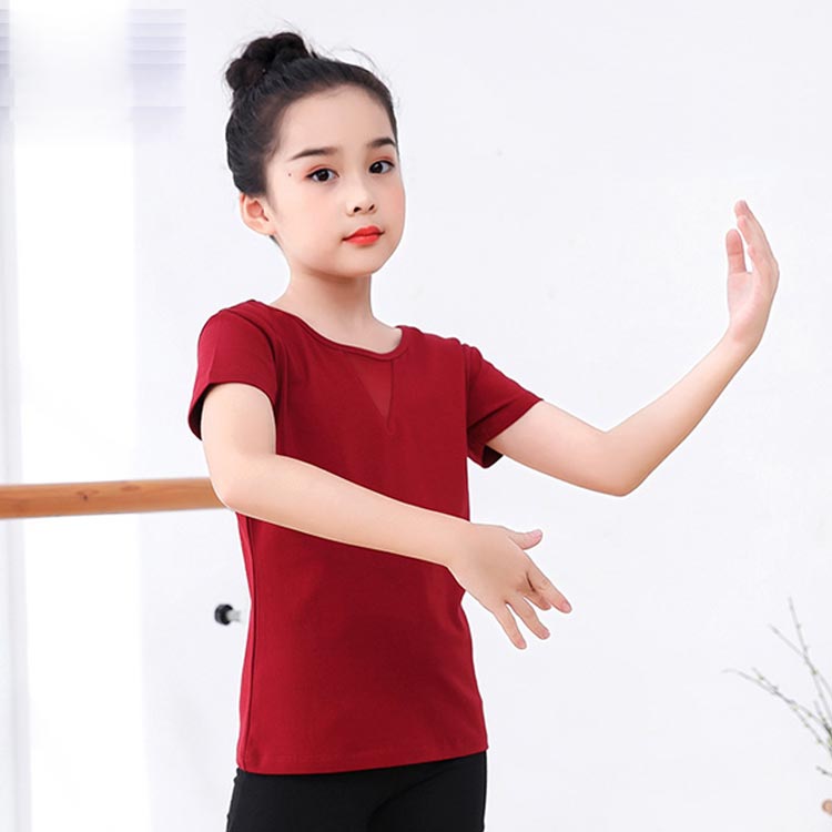 du-mit楽天市場店の子供 バレエ ジュニア バレエ tシャツ レッスン レッスン着 女の子 バレエ バレエ用品 子ども 新体操 練習用 こども キッズ 綿 子供 バレエレオタード 体操服 バレエ トップス ストレッチ 伸縮性｜アングル3