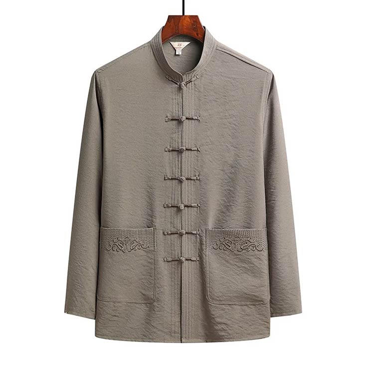 大きいサイズ カンフー服 トップス チャイナシャツ 中華風 太極拳服 男性用 立ち襟 太極拳服 メンズ スタンドカラー カンフーシャツ チャイナボタン カジュアルシャツ おしゃれ カジュアルシャツ 男性 唐装 漢服 涼しい 普段着 中華風 中華服 演出服 コスプレ du-mit-10003702 du-mit楽天市場店 サンプル画像2