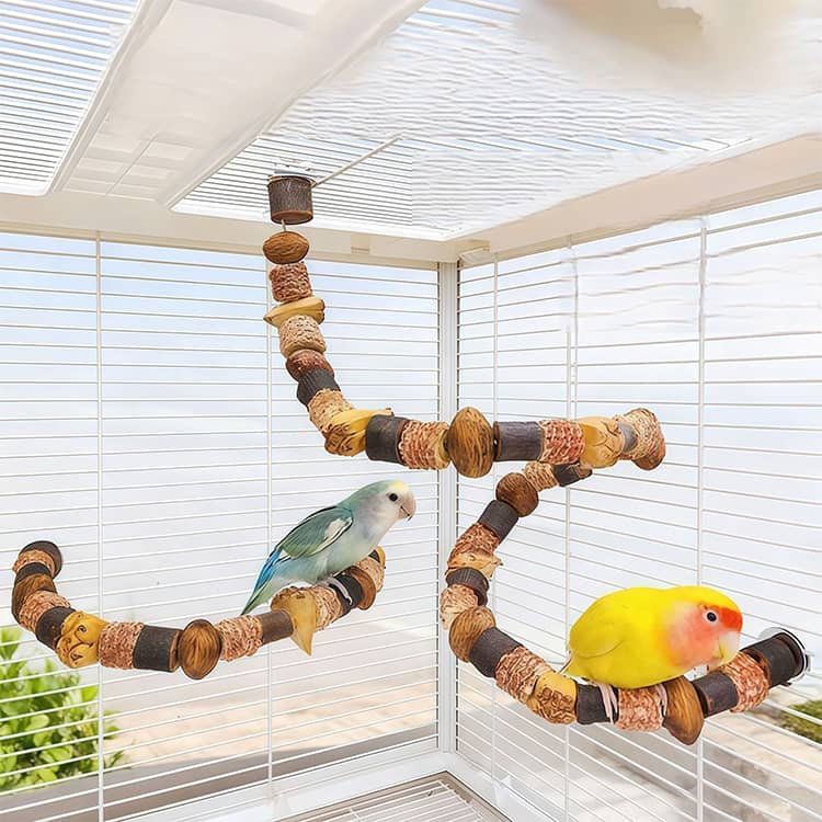 du-mit楽天市場店の曲がる インコスパイラルパーチ 鳥用かじりおもちゃ 噛む おもちゃ インコ 木 止まり木 オウム おもちゃ 鳥用かじりおもちゃ 爪ケア 50cm ケージ内アクセサリー オウム玩具 かじり木 運動不足対策 遊び場 鳥用パーチ 小鳥用遊びグッズ ストレス解消 60cm 70cm 80cm｜アングル2