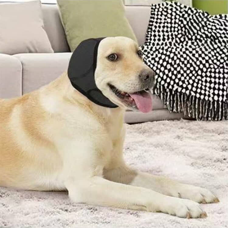 du-mit楽天市場店の犬用 イヤーカバー 犬 イヤーマフ 防水 防音 サポート 耳カバー 水泳 水遊び シャンプー 雷 花火 騒音対策 ペット用 伸縮 面ファスナー S M L｜アングル2