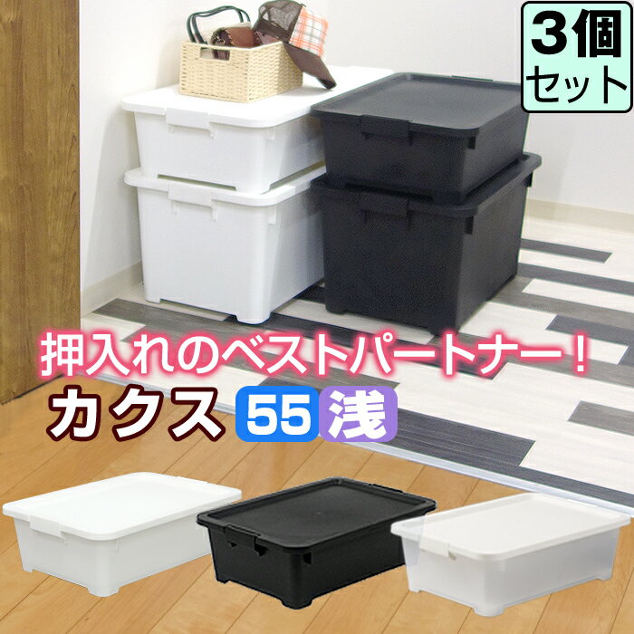 衣装ケース 限定カラー カクス 55浅 コロ付 【同色3個セット】【送料無料】ベッド下収納 押し入れ収納 浅型 収納ボックス JEJアステージ 隙間 すき間 スキマ