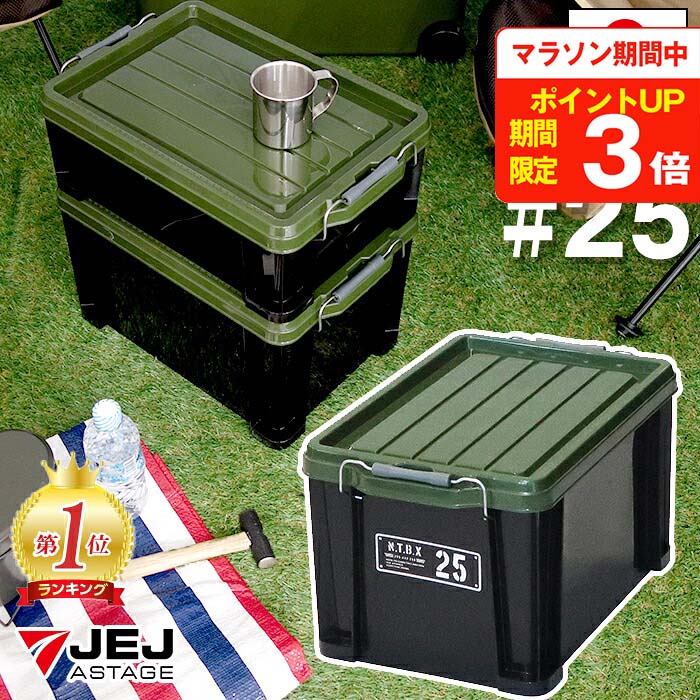 JEJアステージ NTボックス 25X 収納ボックス フタ付き コンテナ バックル付き【送料無料】