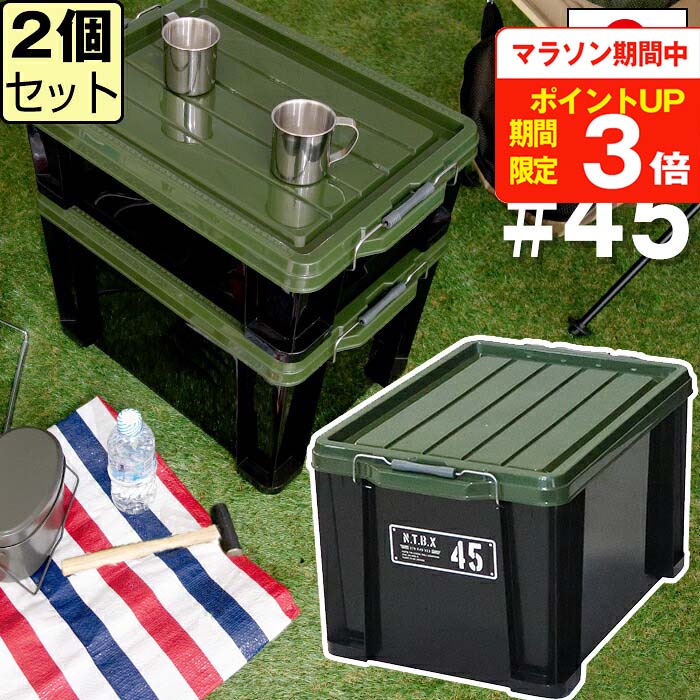 【セット特価】NTボックス 45X ≪同色2個セット≫ 収納ボックス フタ付き コンテナ バックル付き【送料無料】
