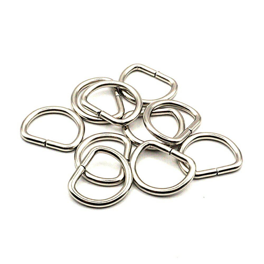 ファスナー引手用Dカン 10mm巾 10個入り ニッケル・ゴールド・アンティーク・黒ニッケル・ダール 全5色