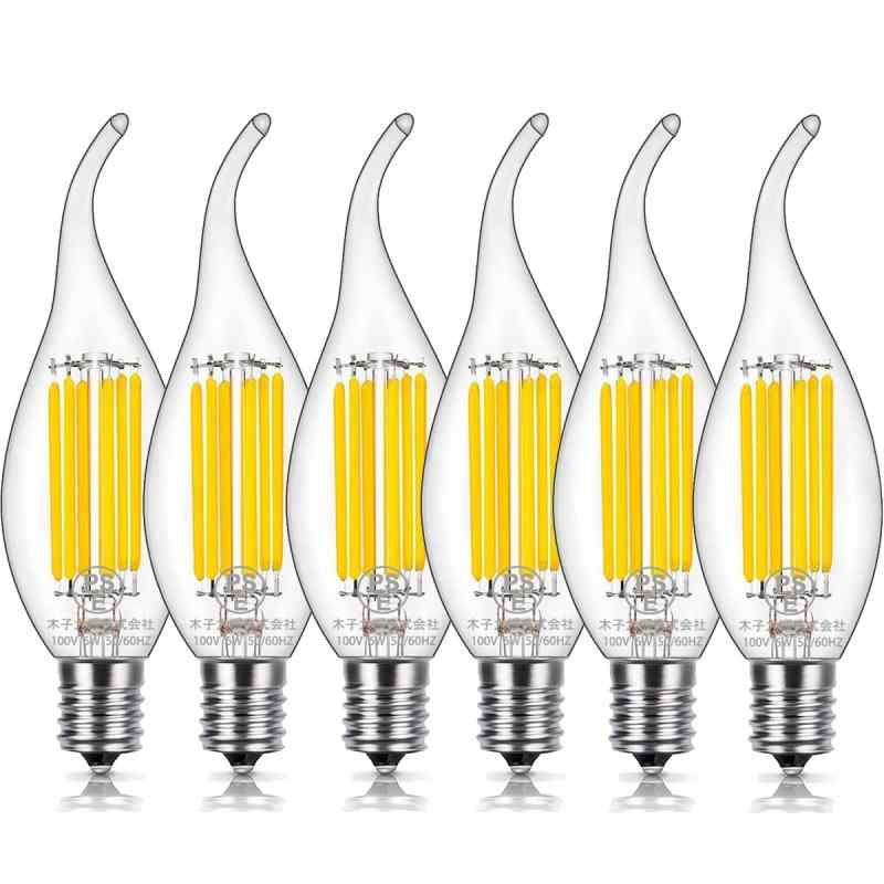 Acidea シャンデリア電球 LED フィラメント 6W C35 E17口金 調光器非対応 蝋燭型電球 日本PSE認証済 27..