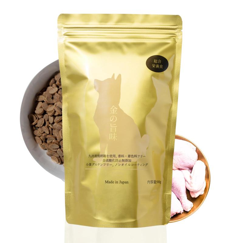 【 国産 無添加 】 ドッグフード 「金の旨味 チキン」 小型犬 ドックフード （ 全年齢対応 総合栄養食 ） 犬 涙やけ フード 犬の餌 シニア お腹の弱い子 チワワ トイプードル 餌 （500g）のサムネイル