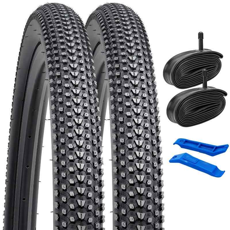 YunSCM 2本セット,24 1.95 タイヤ,24x1.95 54-507 自転車タイヤ+チューブ 肉厚 米式バルブ32mm+タイヤレバー,適用 24インチ 1.95 マウンテンバイク、クロスバイク,Y-1105